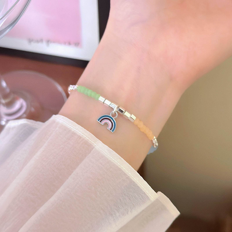 Regenbogen Perlen Choker mit Geometrischem Anhänger