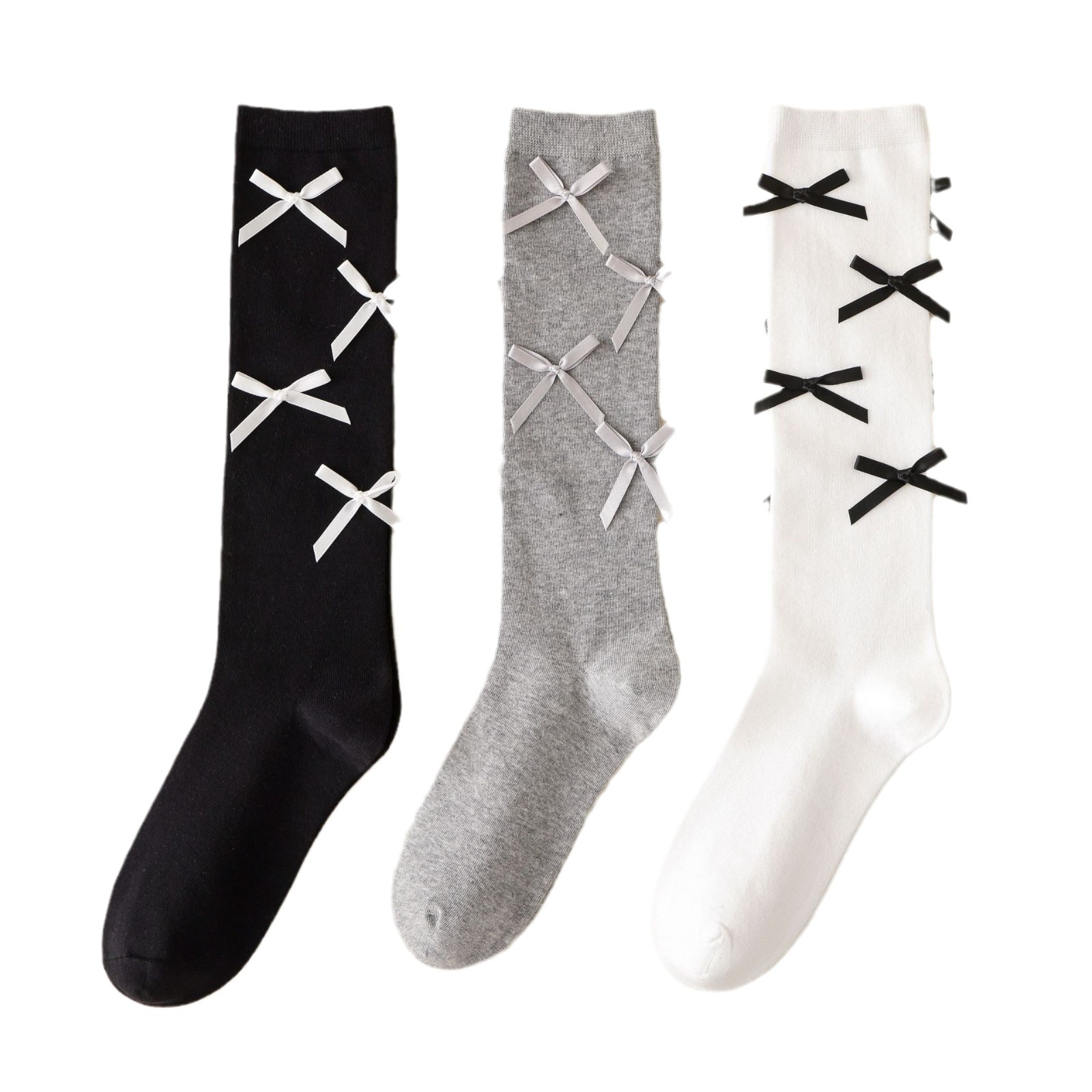 Meias de algodão com laço