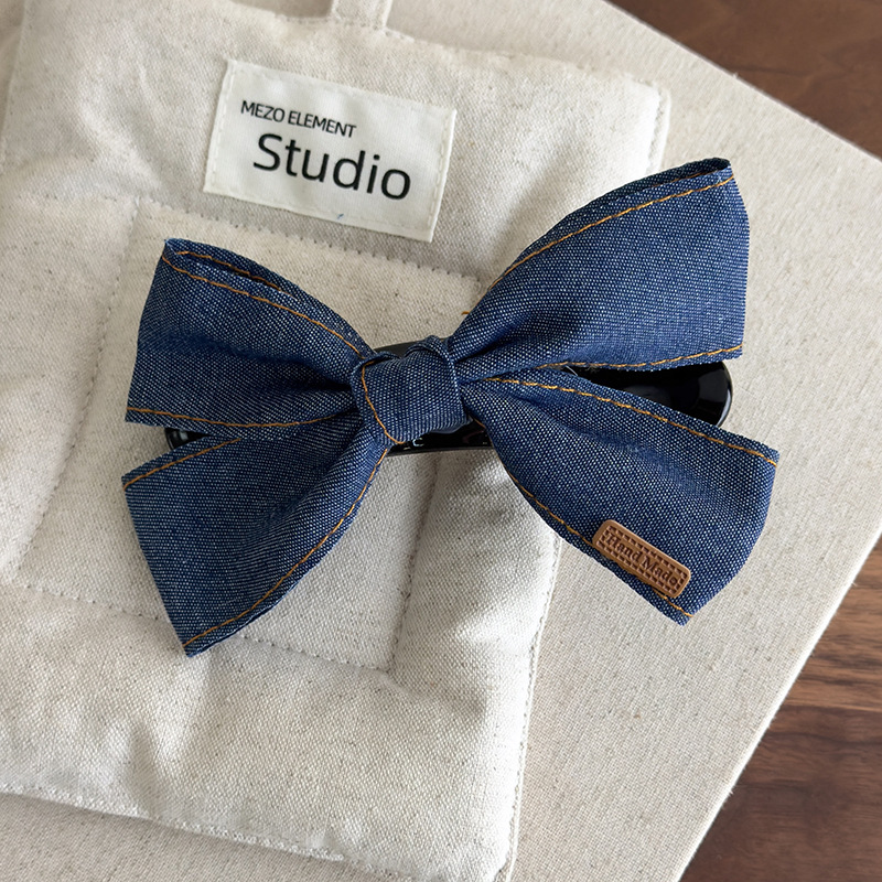 デニムボウリボンヘアクリップ