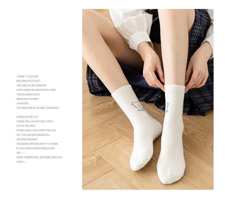 Meias Meia Canela Urso Cartoon para Mulheres