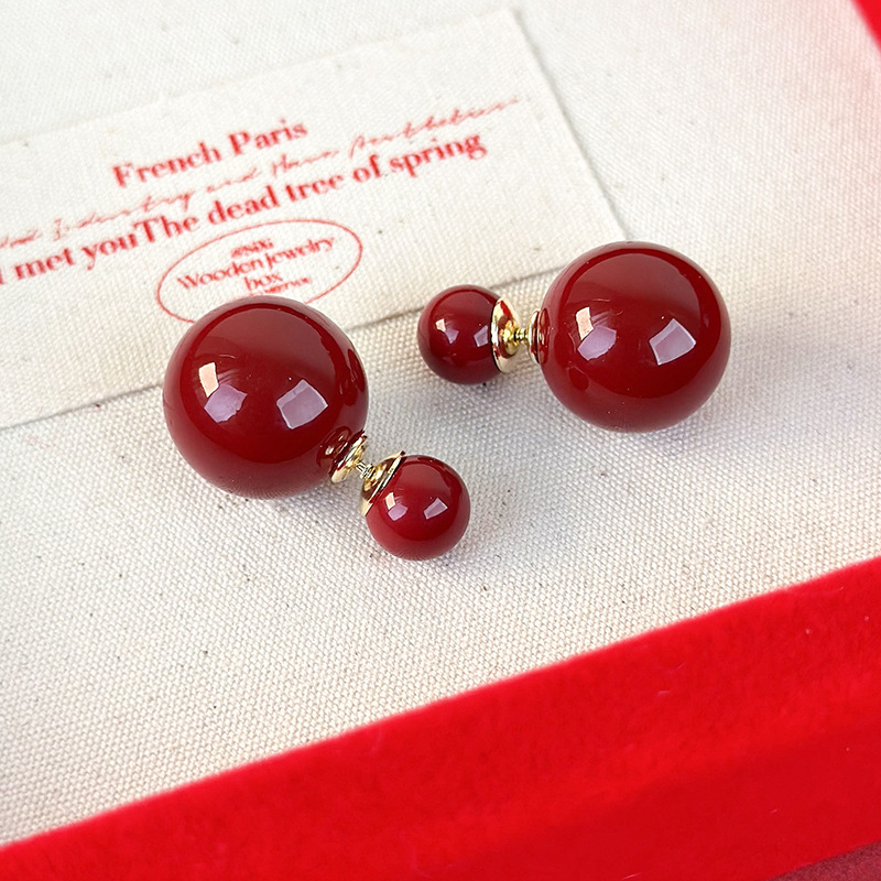 더블 사이드 펄 귀걸이