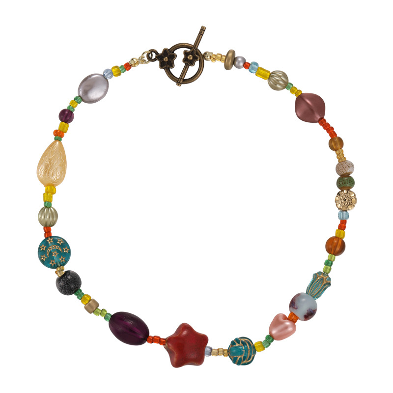 قلادة نجمية بوهيمية بخرز زجاجي