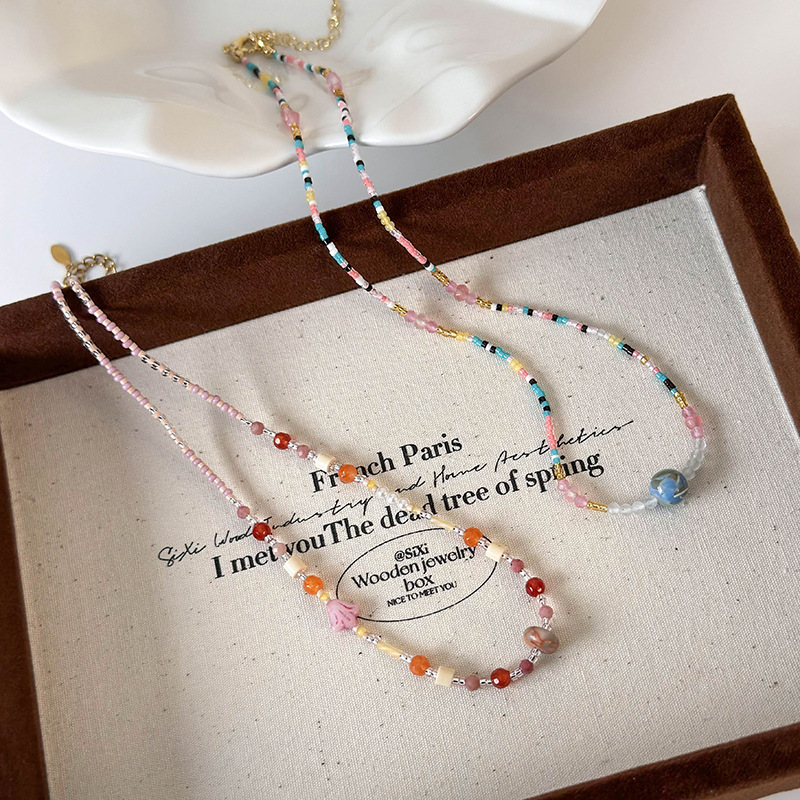 Багатошарове Намисто з Кольорових Натуральних Камінних Намистин