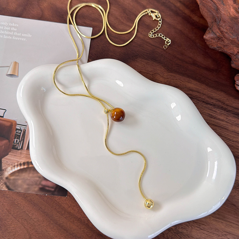 Dây chuyền dài Tiger's Eye điều chỉnh được