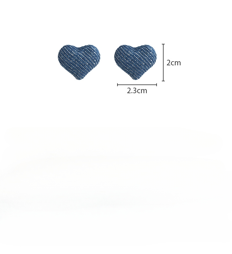 빈티지 데님 하트 스터드 귀걸이