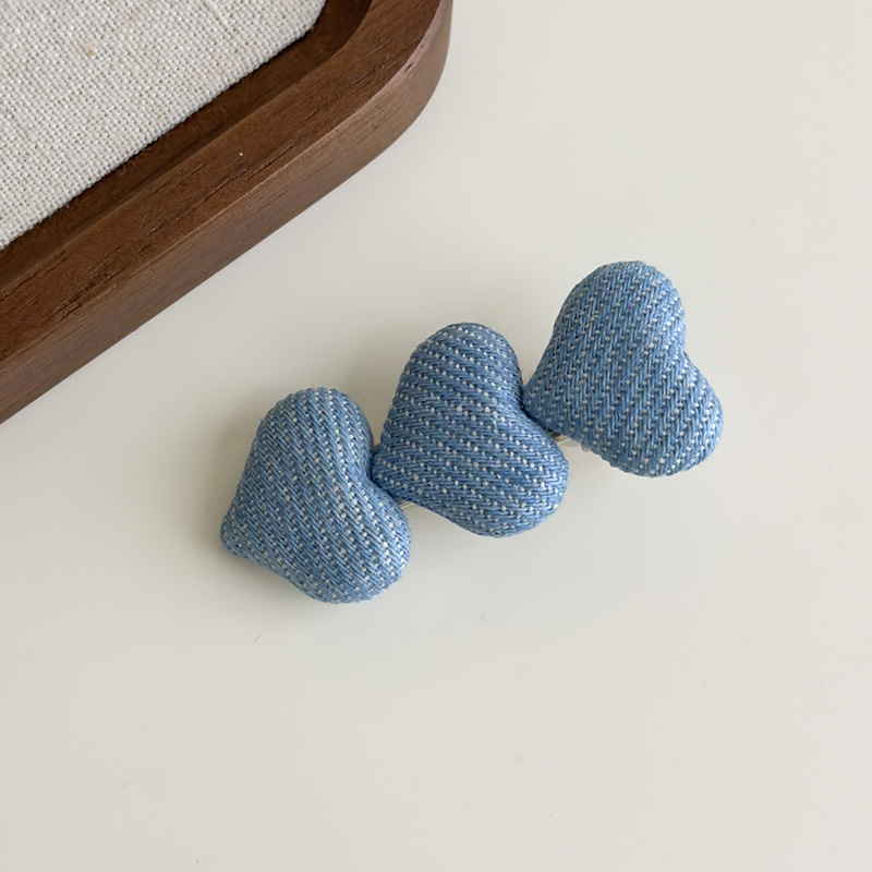 Agraf de Păr cu Inimă Denim Albastru