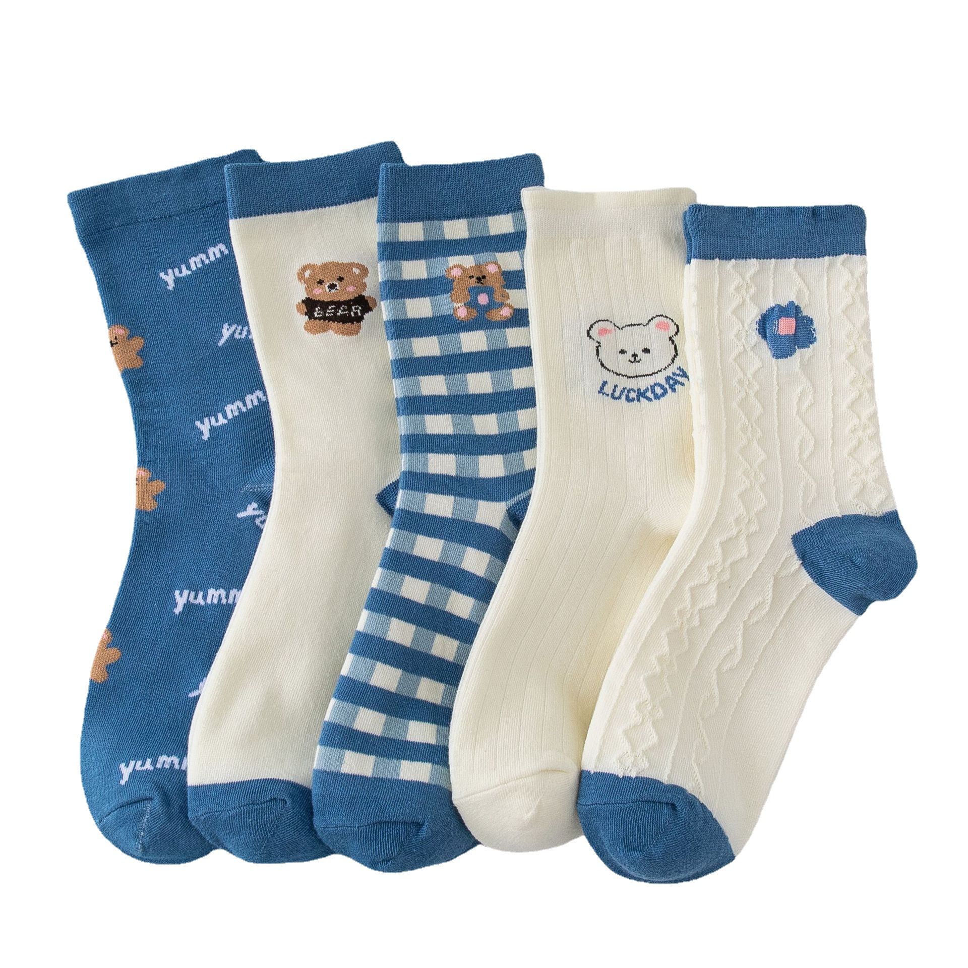 Meias Meia Canela Urso Cartoon para Mulheres