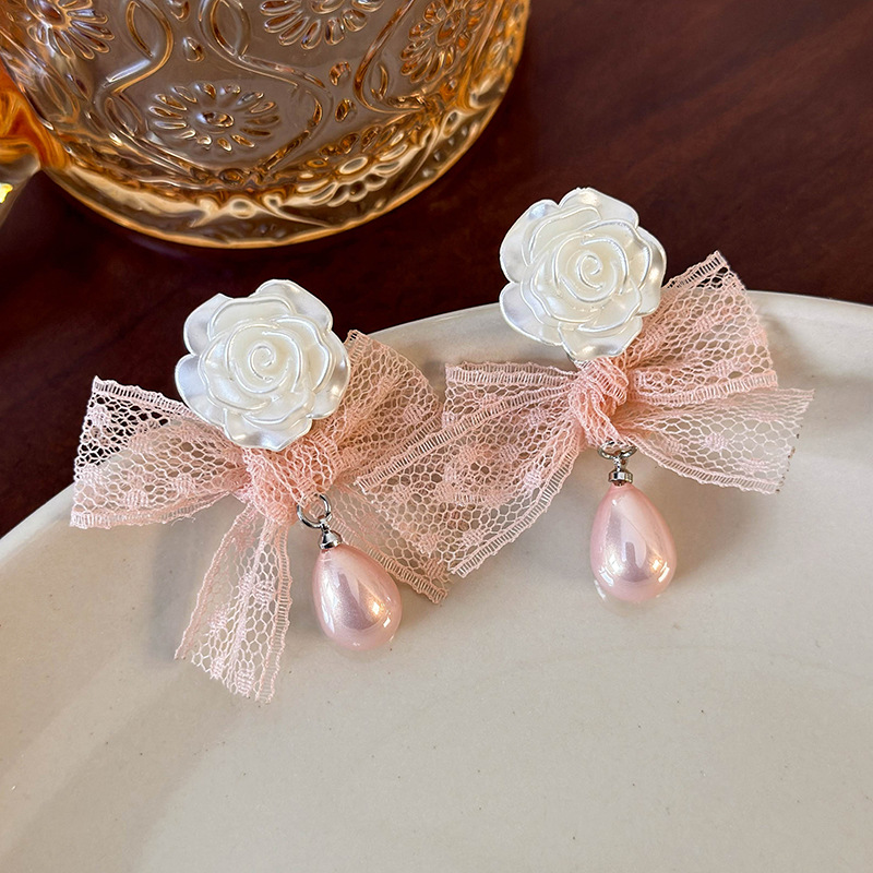 메쉬 플라워 이어링