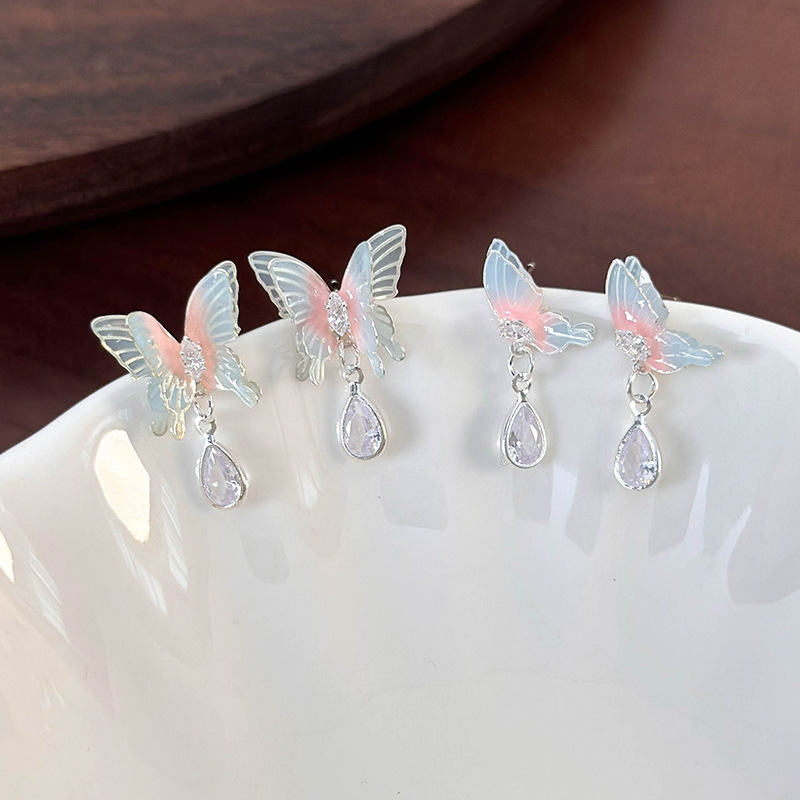 Přechodové Růžové Motýlí Náušnice