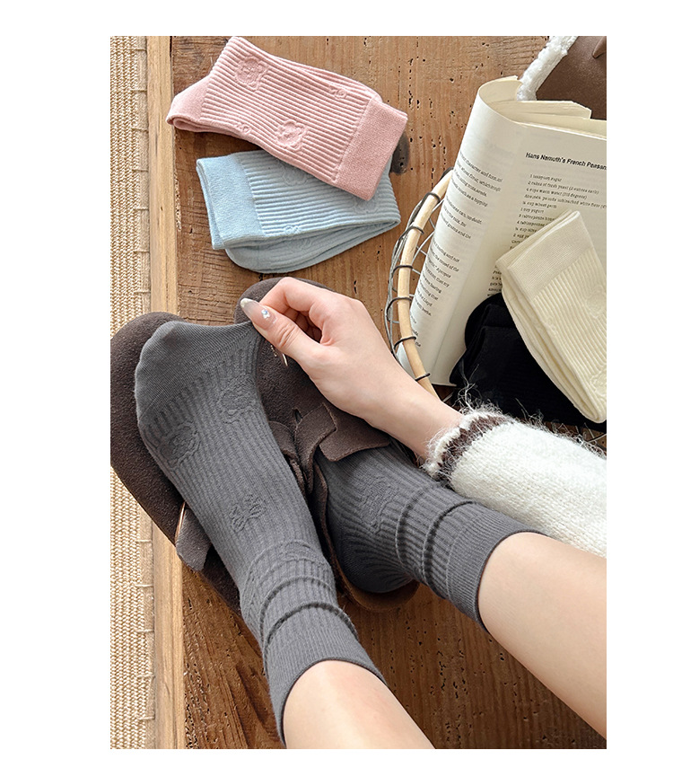 Meias de algodão até a panturrilha com padrão diamante