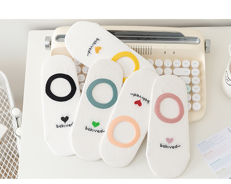 Șosete seamless no-show cu model inimă