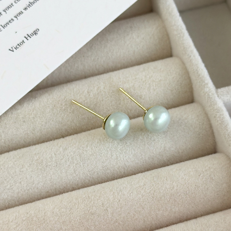 أقراط لؤلؤية خضراء نعناعية هندسية