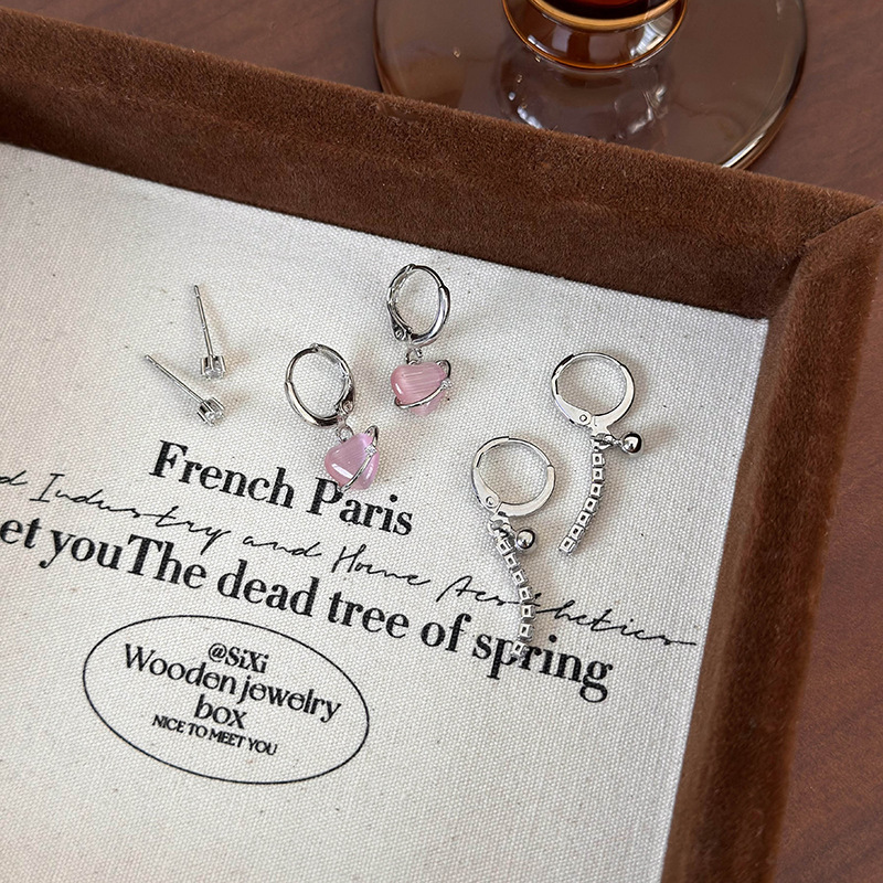 Набір Сережок Рожеве Серце 6 Штук