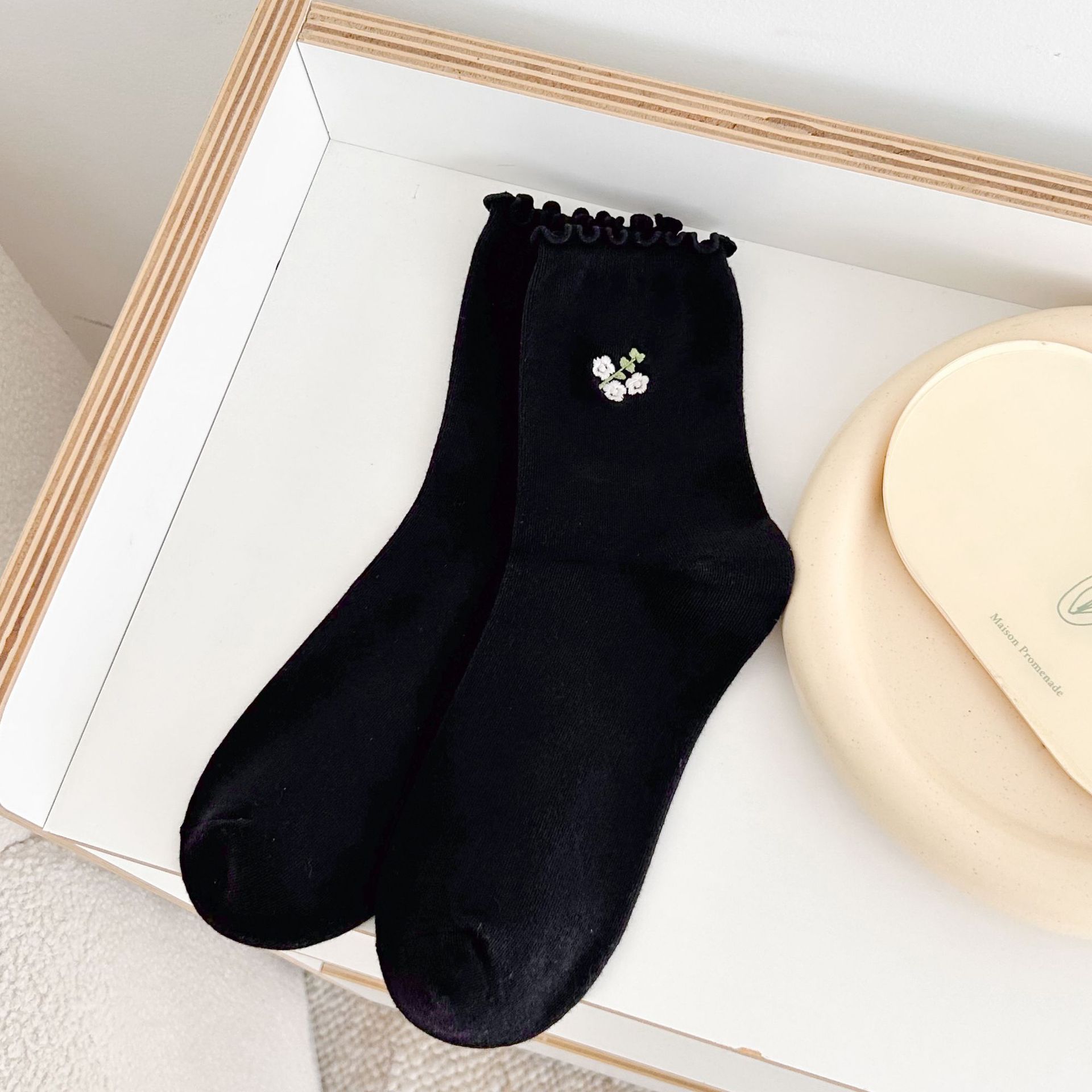 Meias Femininas Bordadas Florais