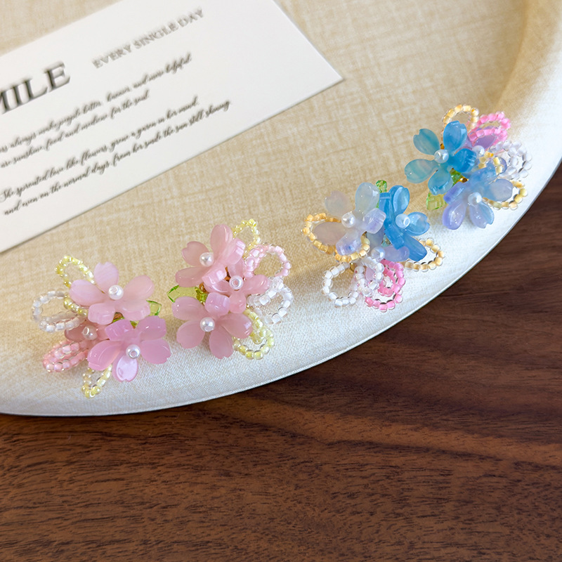 컬러풀 비즈 플라워 귀걸이