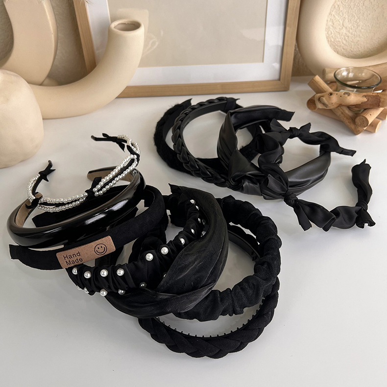 Cinta para el Cabello Negra de Punto