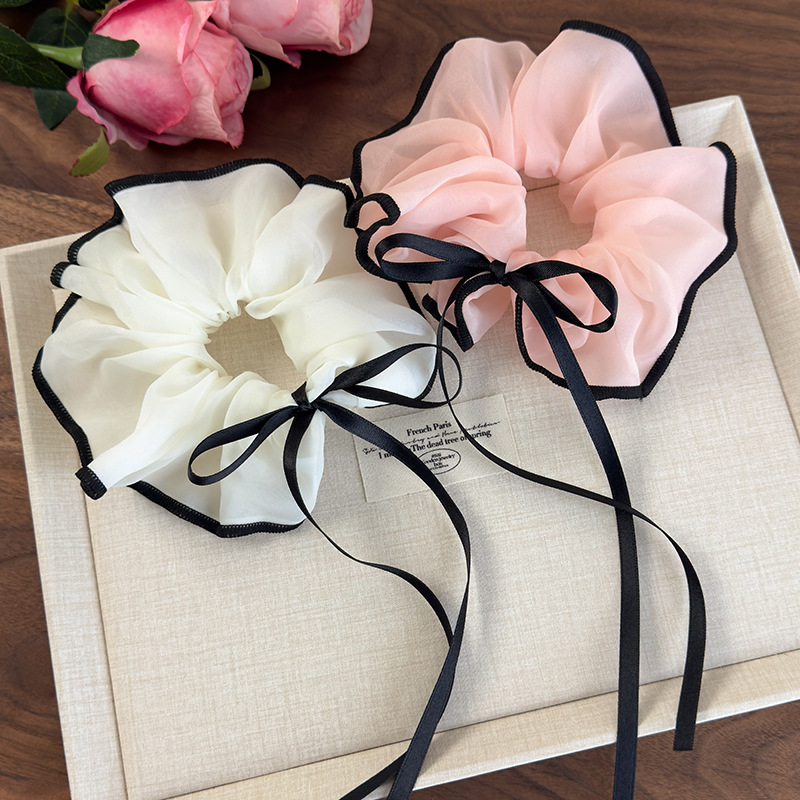 Gumki do Włosów Scrunchie z Siatką i Wstążką