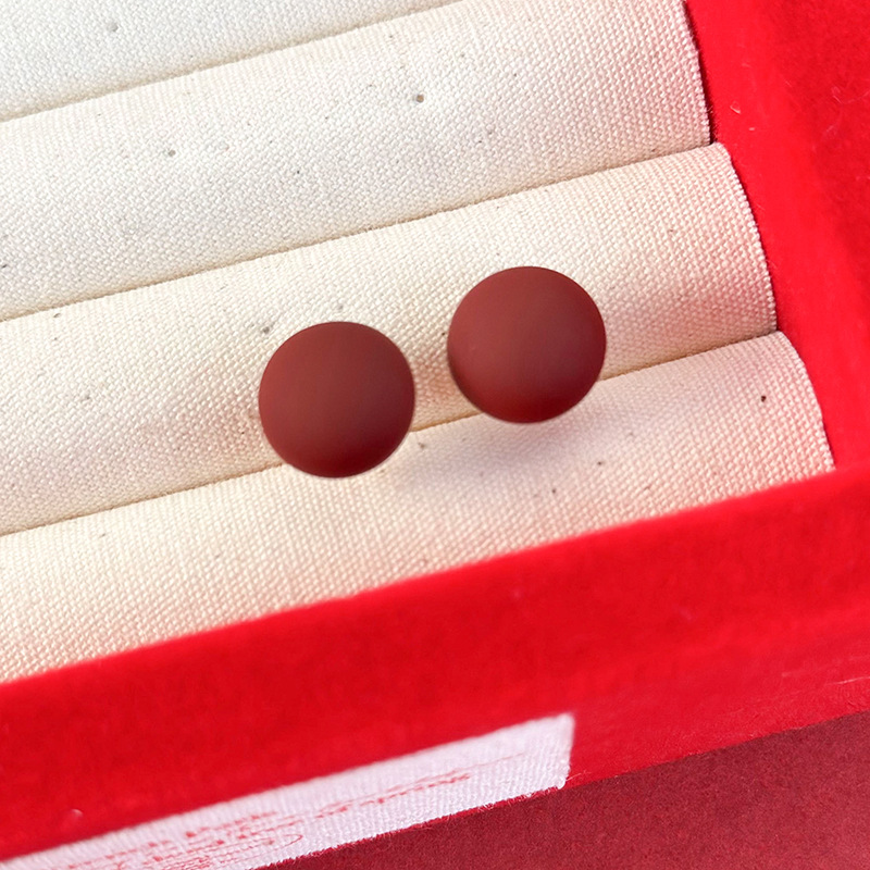 레드 매트 기하학 진주 귀걸이 스터드