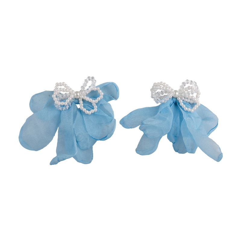 Chiffon Flower Pearl Earrings