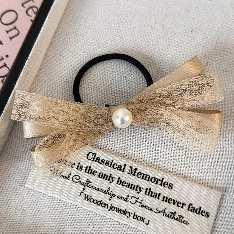 Barrette Cheveux Dentelle avec Nœud et Perle