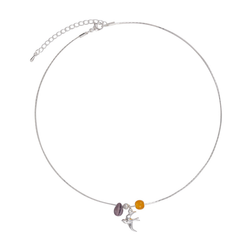 قلادة خرز زجاجي أصفر مكدس