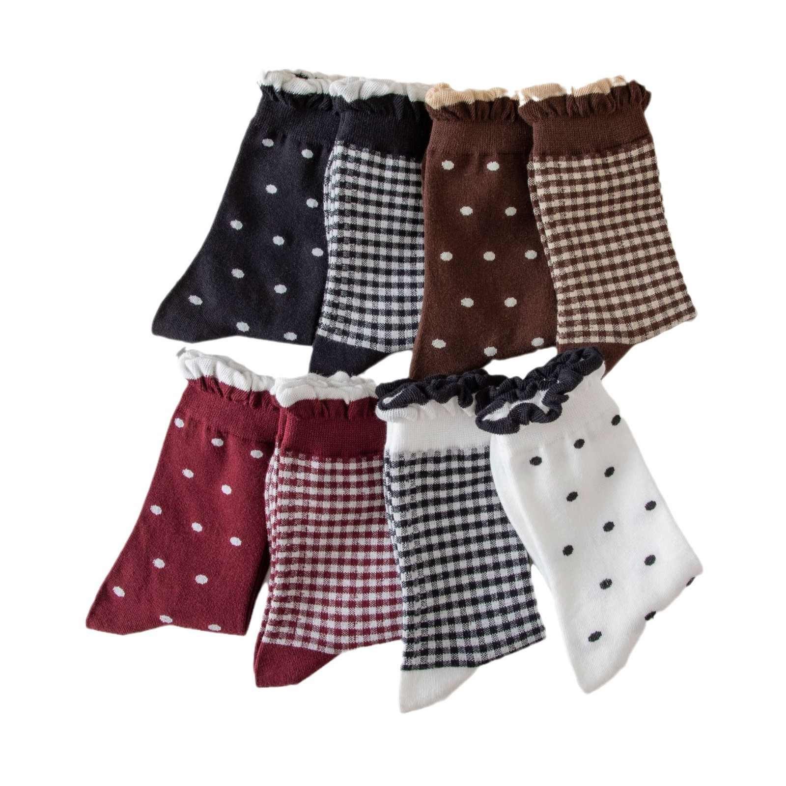 Meias Femininas de Xadrez e Bolinhas