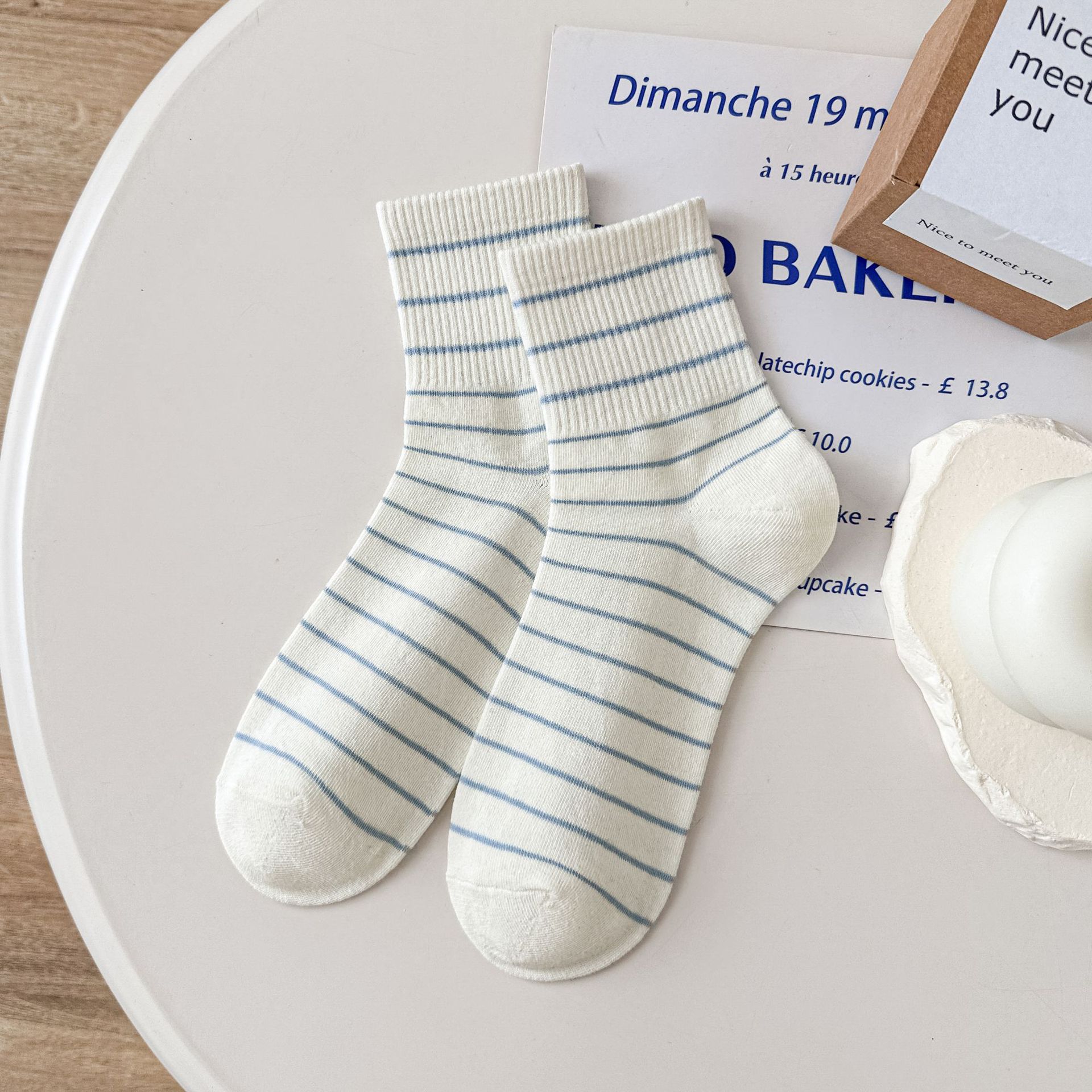 Meias de Algodão Listradas Femininas