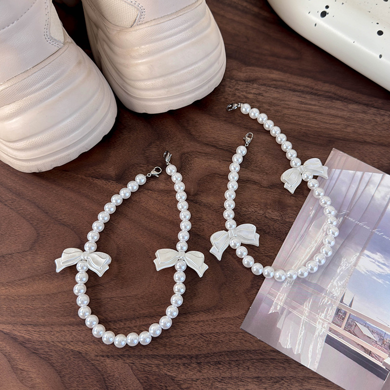 Αφαιρούμενα Κομπολόγια Τακουνιού με Φιόγκo και Μαργαριτάρι