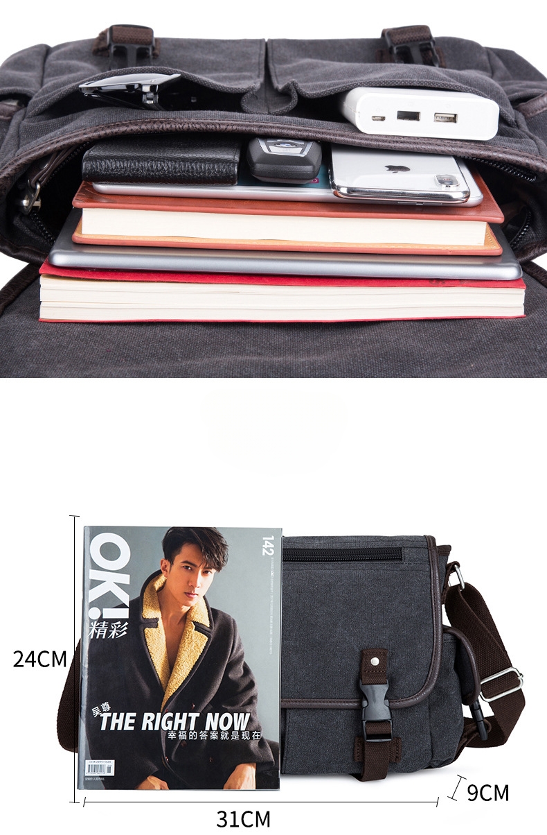 メンズキャンバスメッセンジャーバッグ