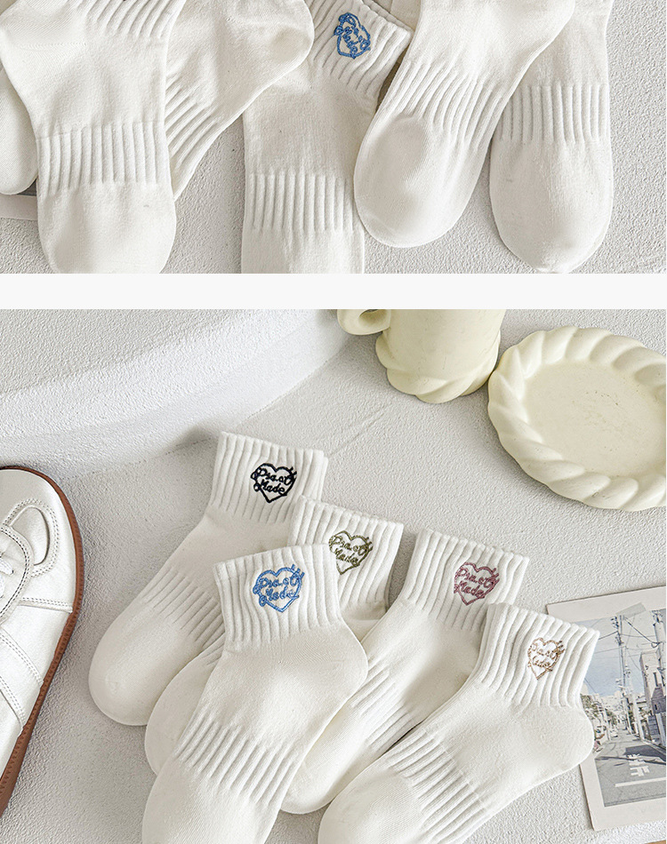Broderade Hjärta Crew Strumpor