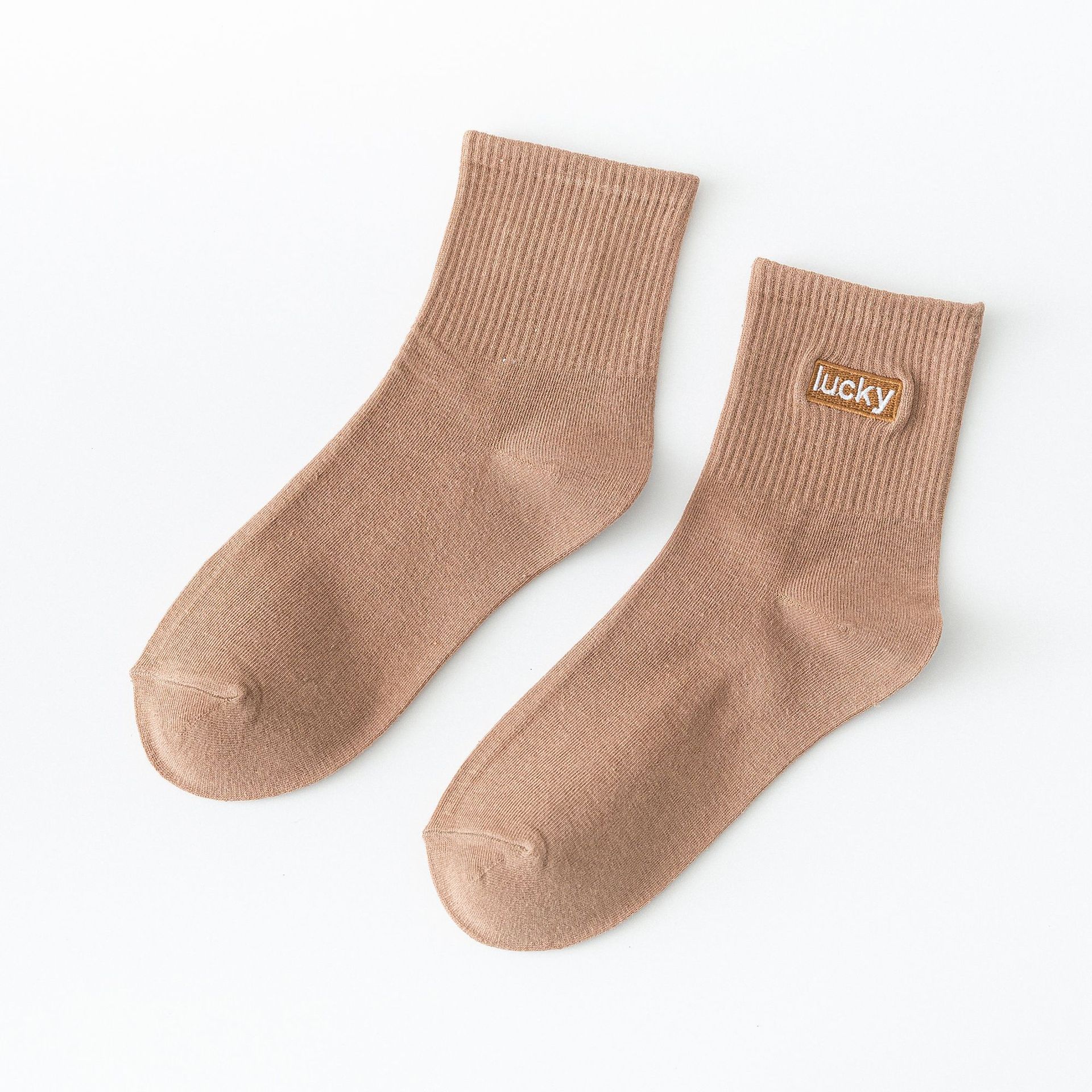 Meias Mid-Calf Bordadas com Letras