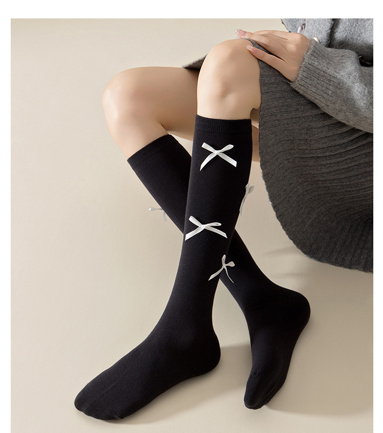 Meias de algodão com laço