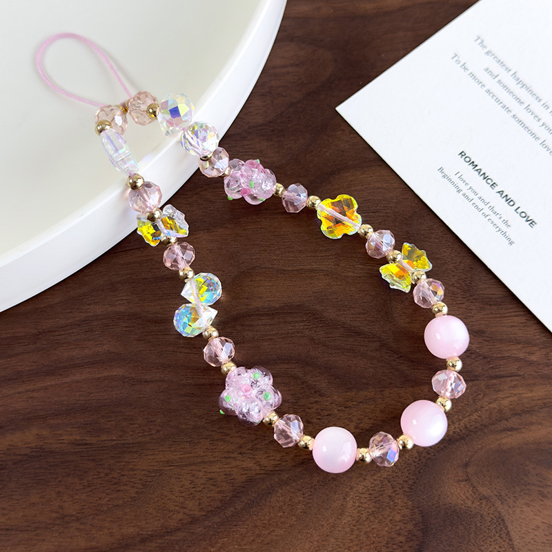 سلسلة هاتف من خرز الزجاج المتلألئ