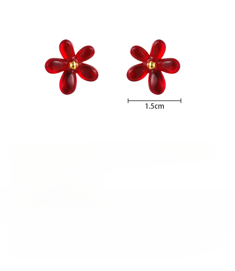 투명 컬러풀 플라워 스터드 귀걸이