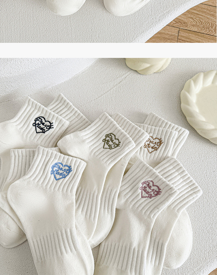 Broderade Hjärta Crew Strumpor