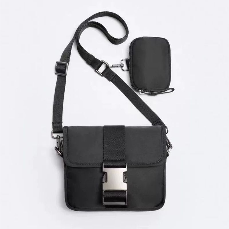 Bolso Cruzado Negro de Dos Piezas para Hombre