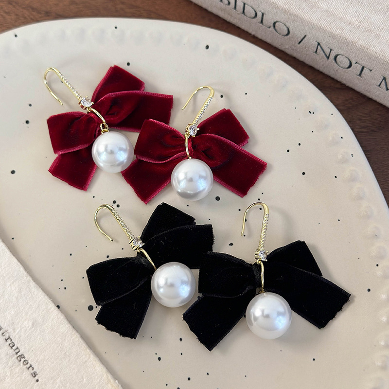 블랙 보우 펄 귀걸이