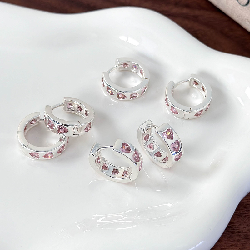 Orecchini Cuore Diamante Rosa