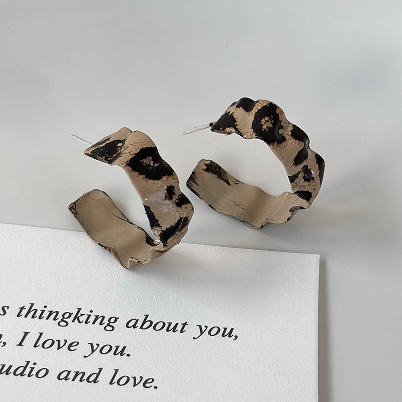 Cercei Dublu cu Print de Leopard