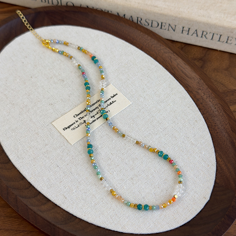 Вінтажна Ручна Робота Кольорового Кришталевого Намиста-чокер