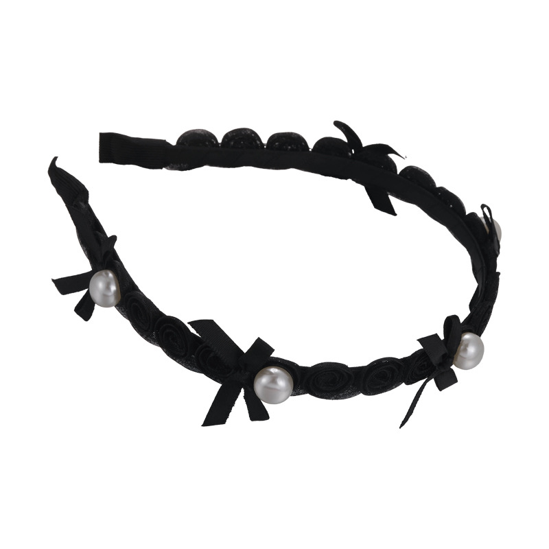 Тонкая повязка для волос в стиле балет с цветочным бантом из жемчуга