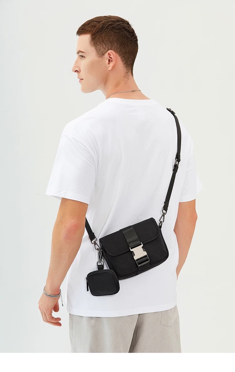 Saco Transversal Preto de Duas Peças para Homem