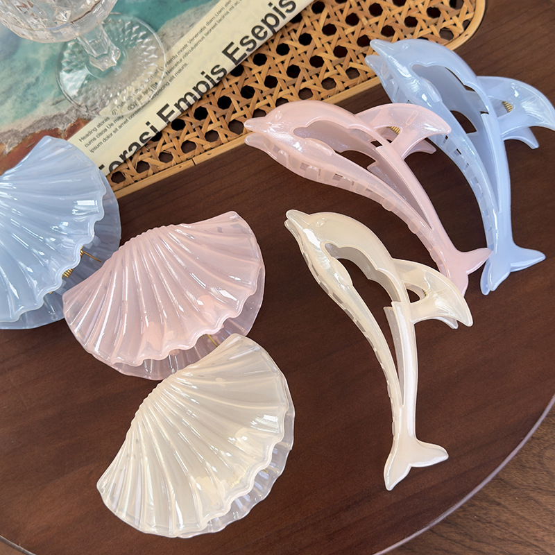 Dolphin Shell Hair Claw Clip