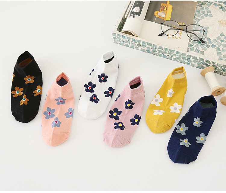 Floral No-Show Socks