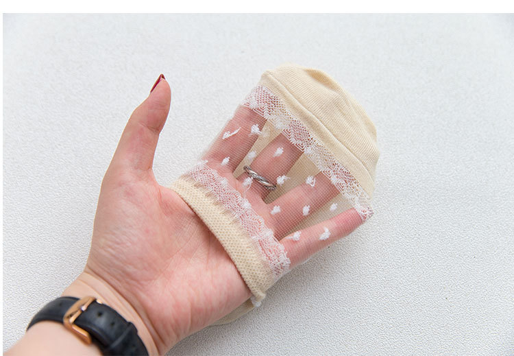 ถุงเท้าไม่โผล่ลายเมชผ้าลายลูกไม้