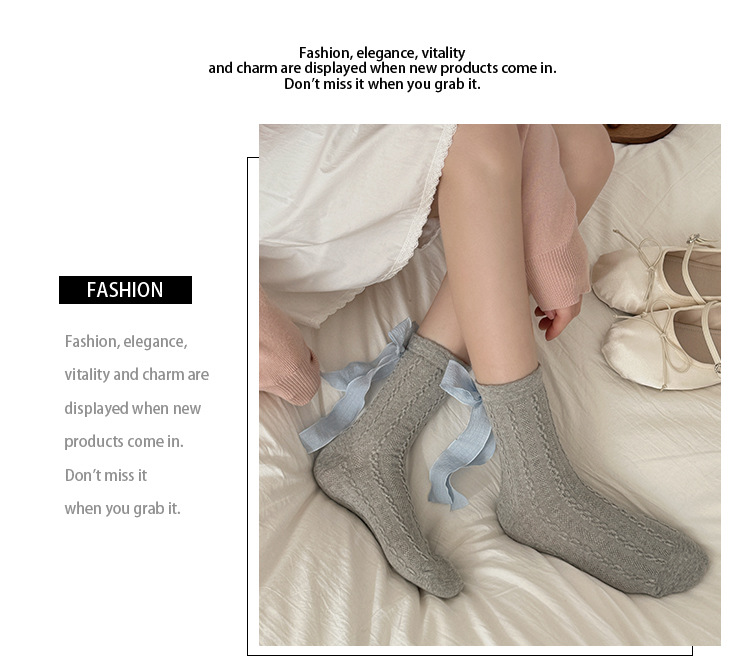 ถุงเท้ายาวครึ่งน่องผ้าฝ้ายแบบ Scrunch