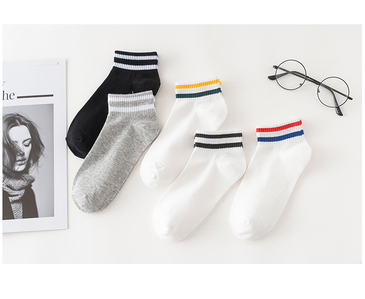 여성용 투 스트라이프 발목 양말