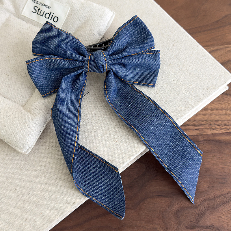 デニムボウリボンヘアクリップ