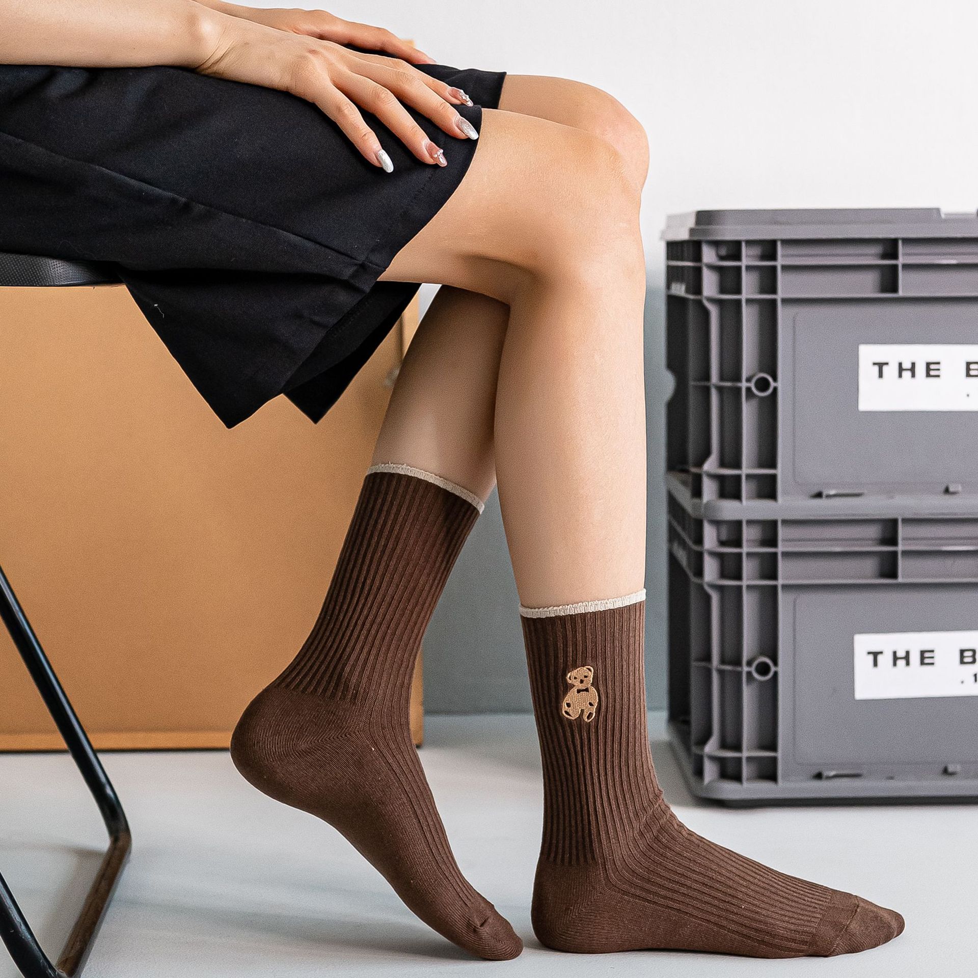 Жіночі бавовняні шкарпетки з ведмедиком-мультфільмом