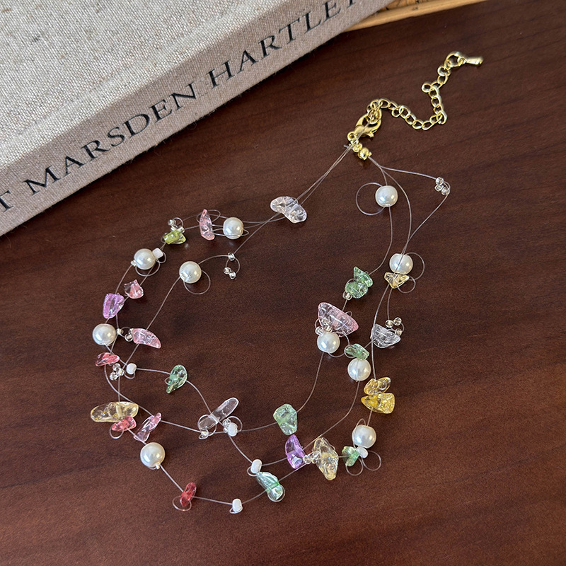 Collana Donna Pietra Naturale Rosa